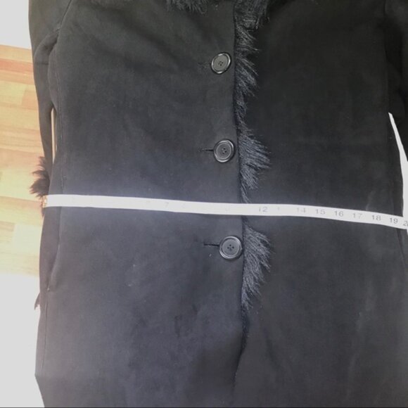 Roxy Vintage Y2K Faux Fur Shearling Coat Jacket Pockets Collar Lined Cozy Warm L - Picture 12 of 16